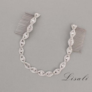 LISALI Wedding Haircomb Silver, Bridal Headpiece, Rhinestone Hairpiece, Hair Accessory Headpiece , Hair Tiara,  Crystal Jewelry Headpiece