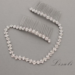 LISALI Wedding Haircomb Silver, Bridal Headpiece, Rhinestone Hairpiece, Hair Accessory Headpiece , Hair Tiara,  Crystal Jewelry Headpiece