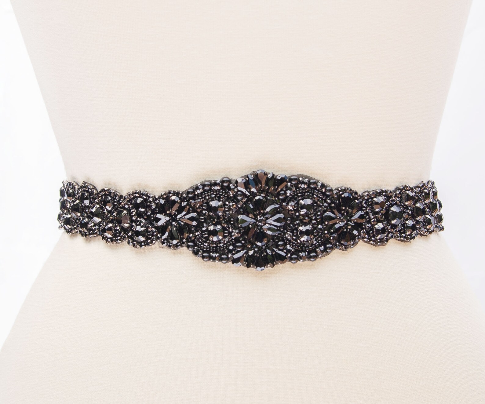 Rhinestone Skirt With Belt-Black