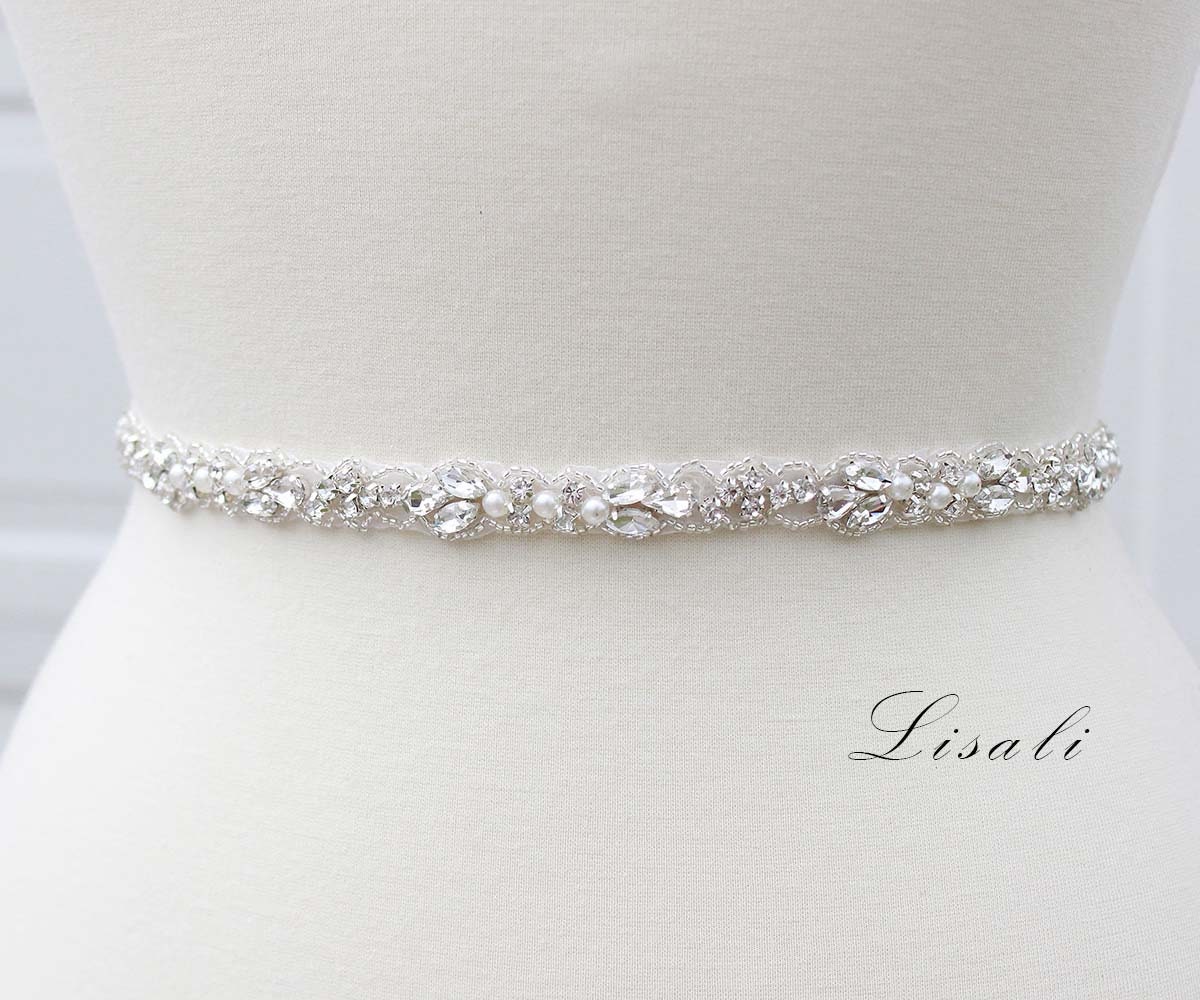 Pearl Bridal Belt, Pearl Sash, Sparkly Belt, Wedding Dress Belt, Pearl  Wedding Belt 1.5 Inches Wide ALICE 