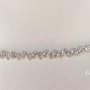 LISALI  Bridal Belt Sash, Narrow Crystal Belt, Thin Wedding Belt,  Bridal Sash Belt, Bridesmaid Belt, Wedding Dress Belt,  Rhinestone Sash