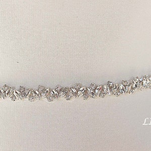 LISALI  Bridal Belt Sash, Narrow Crystal Belt, Thin Wedding Belt,  Bridal Sash Belt, Bridesmaid Belt, Wedding Dress Belt,  Rhinestone Sash