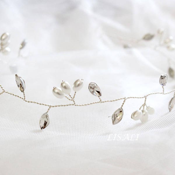 LISALI Silver Leaf Hair Vine Comb Wedding Hair Comb vine, Hair Chain Bridal Hair Veil Comb 1920s Jewellery Headpiece