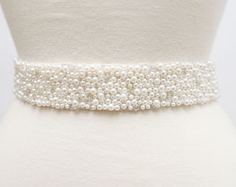 LISALI Pearl Belt, Bridal Belt Pearl, Wedding Belt Pearl , Wedding Dress Belt , Wide Bridal Belt, Bridesmaid Belt, wide Pearl Belt