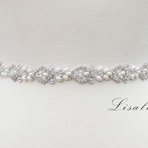 LISALI Pearl Wedding Bbelt, Bridal Belt, Bridal Belt Pearl, Wedding Sash Belt, Thin Bridal Belt, Bridal Sash, Bridal Belt Sash Clasp