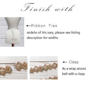 LISALI Thin Wedding Belt, Pearl and Rhinestone Belt , Bridal Belt Sash , Crystal Belt, Bridesmaid Belt, Wedding Dress Belt image 5