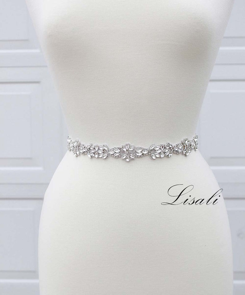Ceinture fine strass cristal pour robe de mariée LISALI