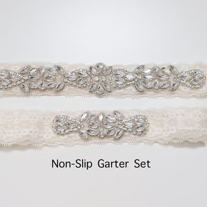 LISALI Bridal Garter Blue, Wedding Garter Set, NO SLIP Lace Wedding Garter Set，Bridal Garter set,  Crystal Bridal Garter, Wedding Garter