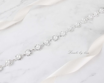 LISALI Wedding Belt Flower, Flower Gril Belt, Wedding Dress Belt, Bridal Belt, Crystal Bridal Belt,  Rhinestone Sash, Bridesmaids Belt,