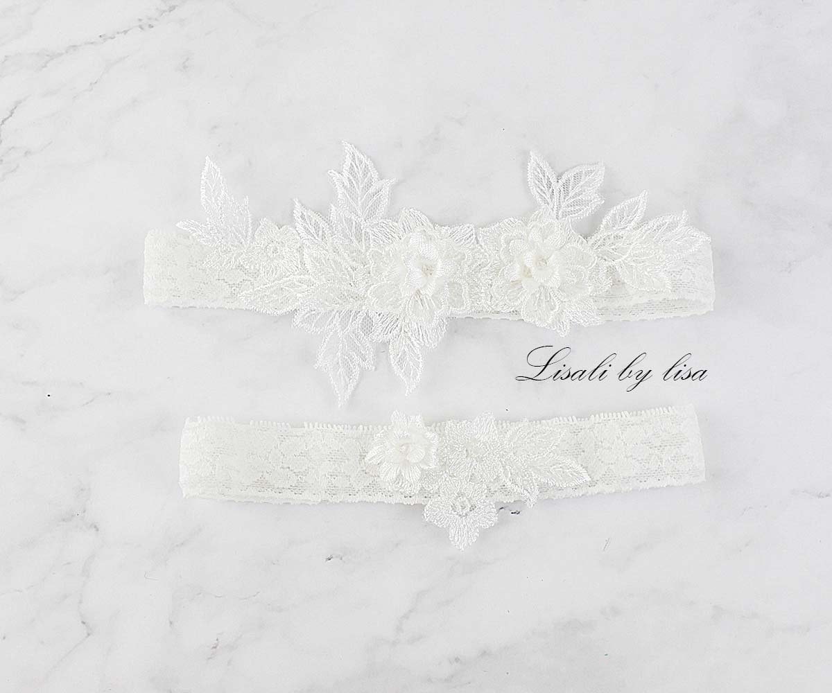 garter belt and stockings kohls Ruffled Garter Belt Set Elastic Wedding Bridal Flowers main image 1