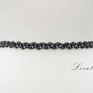 LISALI  Bridal Belt Sash Black, Narrow Crystal Belt, Thin Wedding Belt, Bridesmaid Belt, Wedding Dress Belt,  Rhinestone Sash