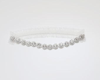 LISALI Crystal Wedding Garter,  Wedding Garter Silver , Rhinestone Bridal Garter ,Flower Bridal Garter, Wedding Garter, Wedding Garter