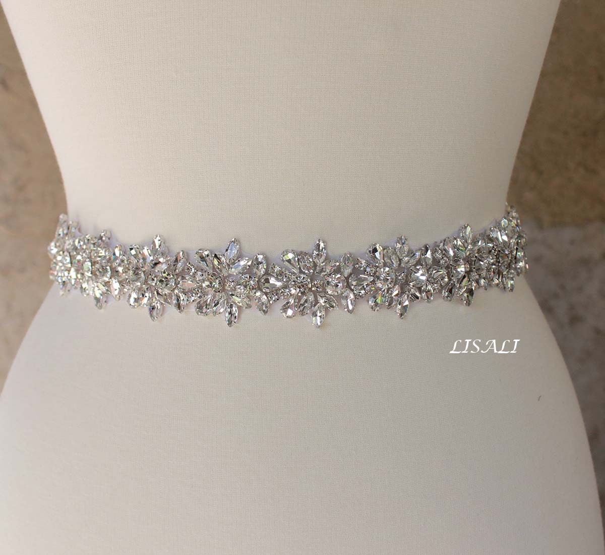 LISALI Sparkly Bridal Belt Rhinestone 
