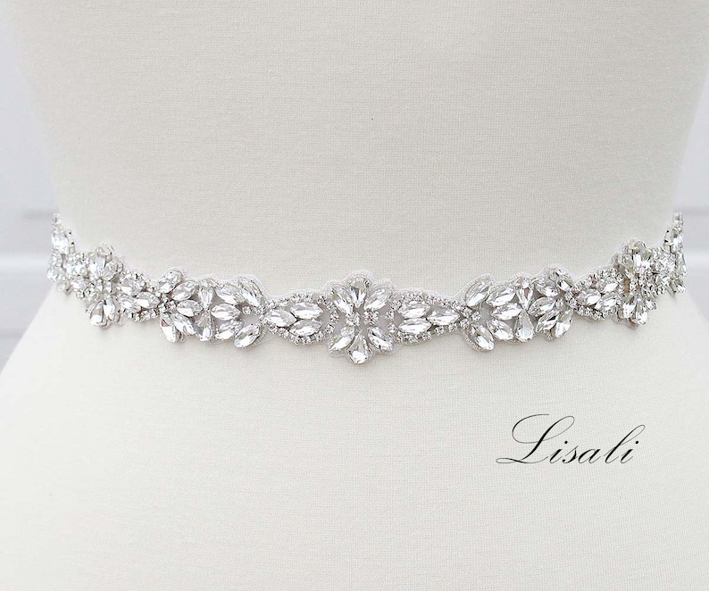 Ceinture mariée fine strass cristal LISALI