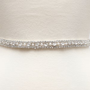 LISALI Wedding Belt Silver, Pearl and Rhinestone Belt , Bridesmaid Belt, Bridal Belt Sash ,  Crystal Belt,  Wedding Dress Belt Silver