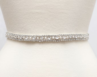 LISALI Wedding Belt Silver, Pearl and Rhinestone Belt , Bridesmaid Belt, Bridal Belt Sash ,  Crystal Belt,  Wedding Dress Belt Silver