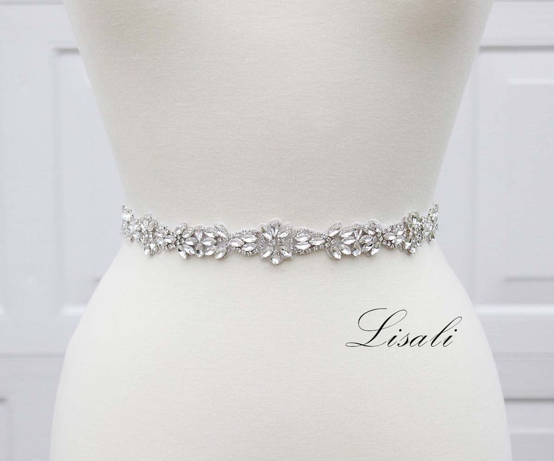 Ceinture fine strass cristal pour robe de mariée LISALI