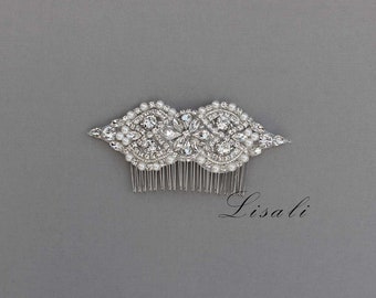 LISALI Wedding Haircomb, Bridal Headpiece, Rhinestone Hairpiece, Hair Accessory Headpiece , Hair Tiara,  Crystal Jewelry Headpiece