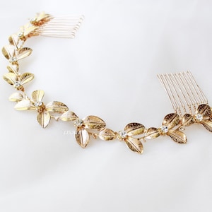 LISALI Gold Leaf Wedding Hairpiece, Bridal Headpiece, Bridal Hair Swag, Crystal Hair Vine,  Wedding Hair Comb, Fall Forest Bridal Hairpiece
