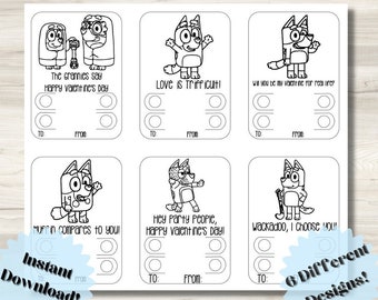 Coloring Card Bluey | Etsy