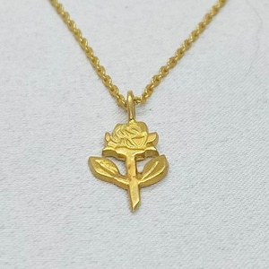 Gold Rose Pendant - Gold Plated Rose Pendant, Rose Necklace, Gold Rose Necklace, Rose Jewellery, Flower Pendant, Dainty Rose Pendant
