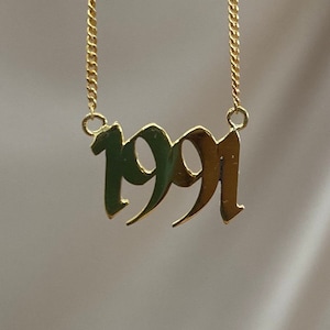Birth Year Necklace Birth Year Custom Necklace, Silver Birth