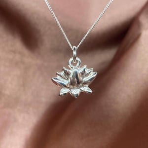 Sterling Silver Lotus Pendant Necklace - Minimalist Silver Jewelry, Lotus Flower Pendant, Lotus Jewelry, Inspirational Jewelry, Lotus Flower