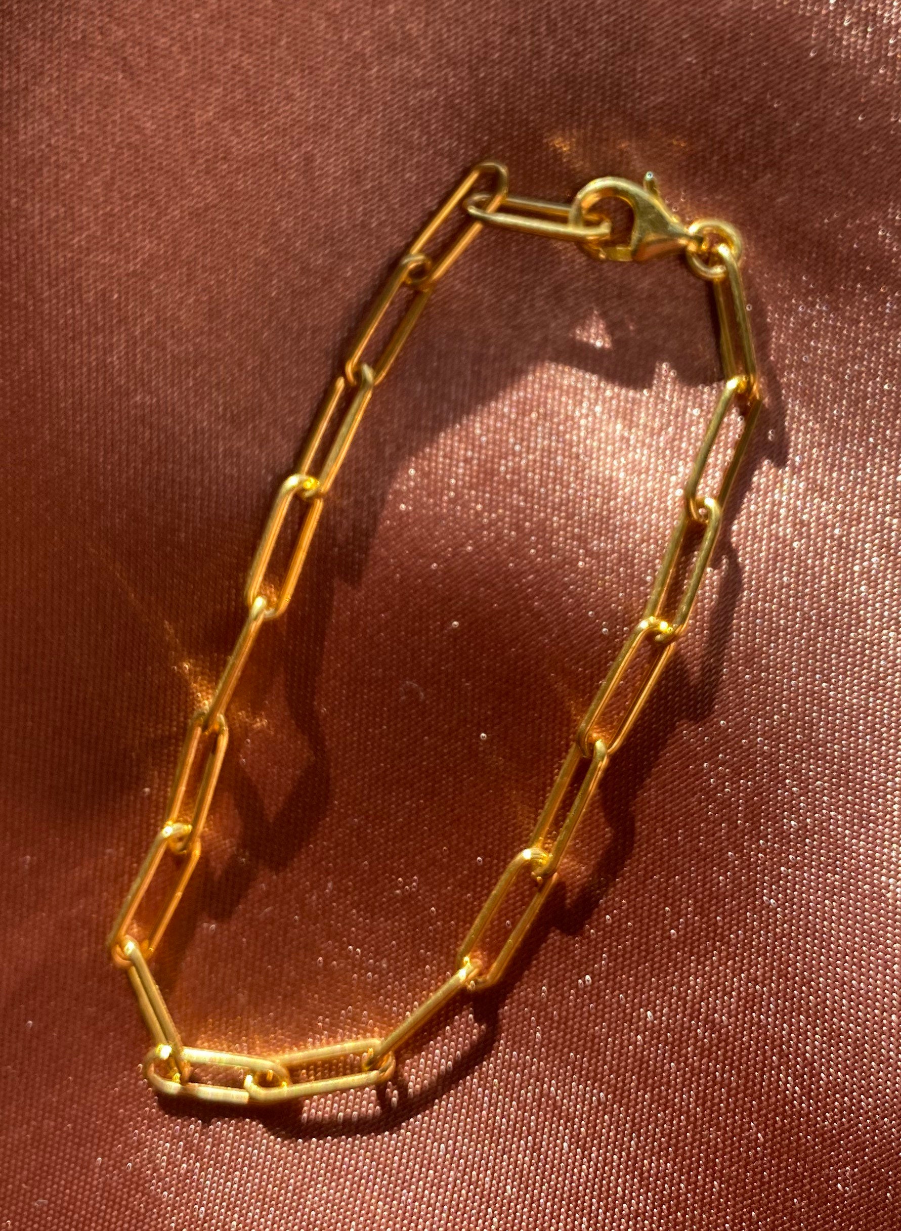 Paper Clip Bracelet 14kt Gold Plated Paper Clip Bracelet Etsy UK