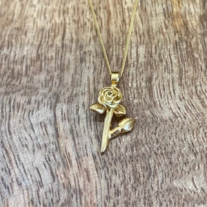 Gold Rose Pendant - Gold Plated Rose Pendant, Rose Necklace, Gold Rose Necklace, Rose Jewelry, Flower Pendant, Rose Pendant