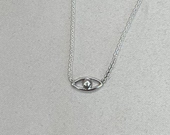 Collar delicado de mal de ojo - collar de plata de mal de ojo, collar fino de mal de ojo, collar de plata de ley de mal de ojo