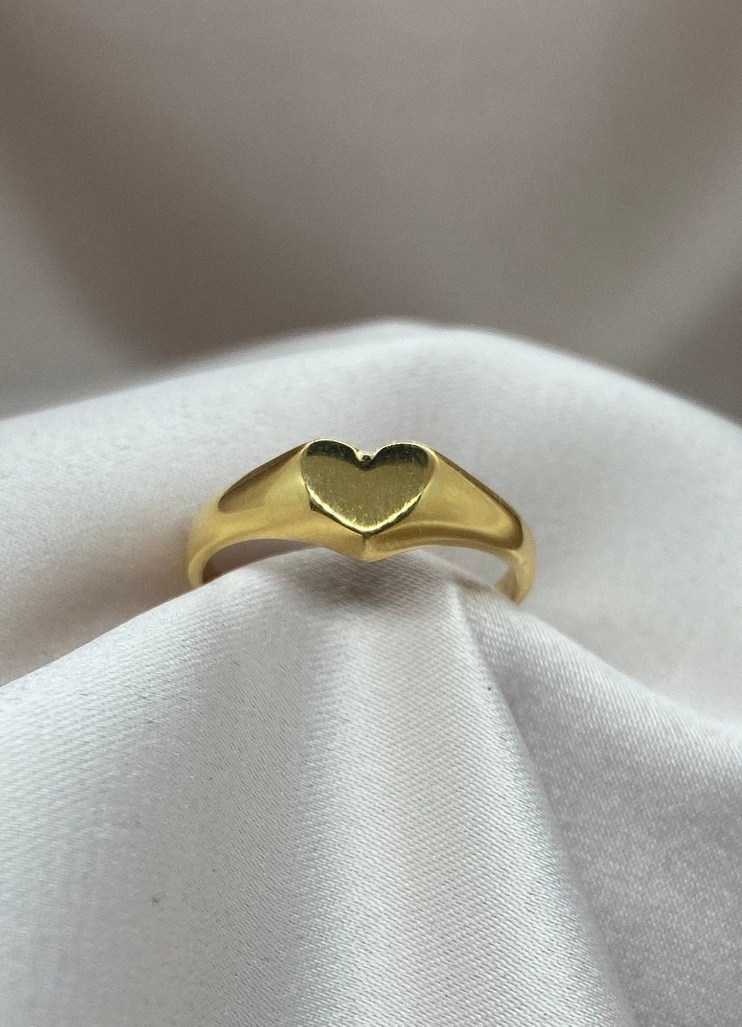 Heart Signet Ring - Signet Ring, Heart Signet Ring, Heart Ring, Gold ...