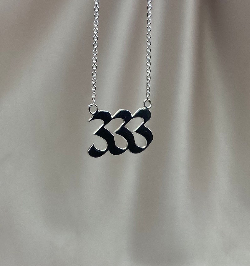 Silver 333 Necklace Angel Number Necklace, Manifesting Necklace, Simple 333 Necklace, 333 Necklace, Silver Angel Number Necklace image 4