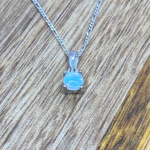 Opal Pendant and Silver Chain - Sterling Silver Opal Pendant, Genuine Opal Pendant, Silver Opal Jewelry, Dainty Opal Pendant, Gold Opal