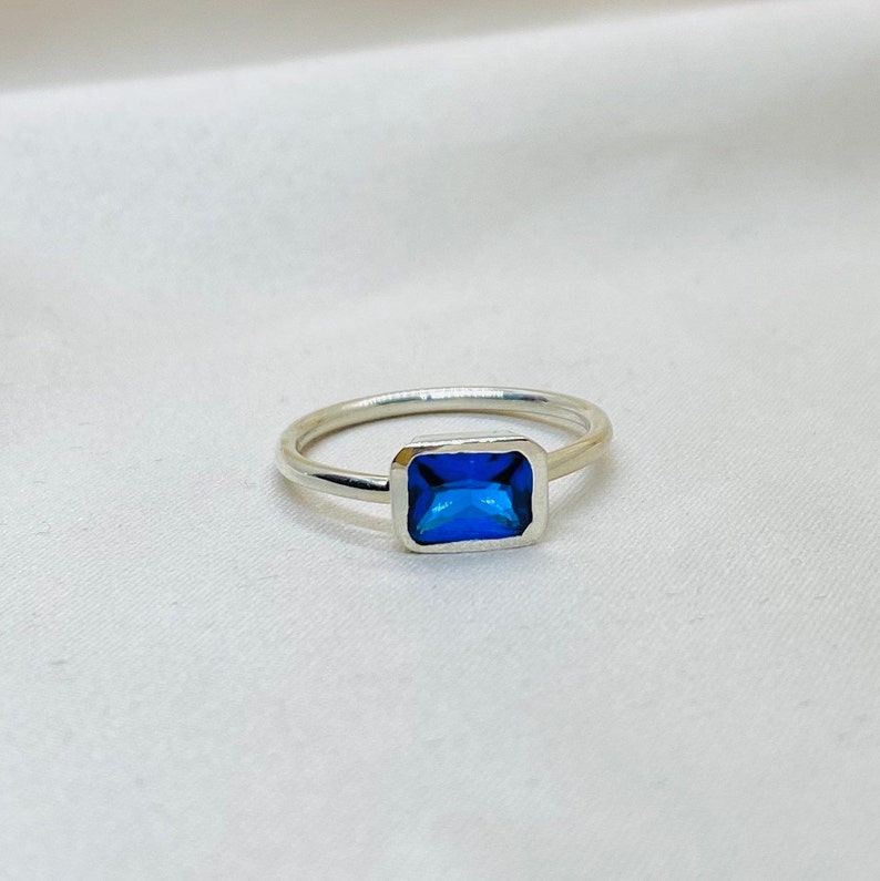 Blue Sapphire Silver Ring Blue Sapphire Stone, Silver Ring, Blue Stone Ring, Blue Sapphire, image 1