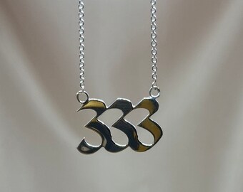 Collar de plata 333 - Collar de número de ángel, Collar de manifestación, Collar simple 333, Collar 333, Collar de número de ángel de plata