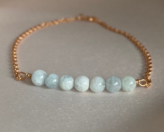 Aquamarine rose gold best sale bracelet