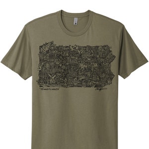 Camisa con mapa de Pensilvania, verde oliva