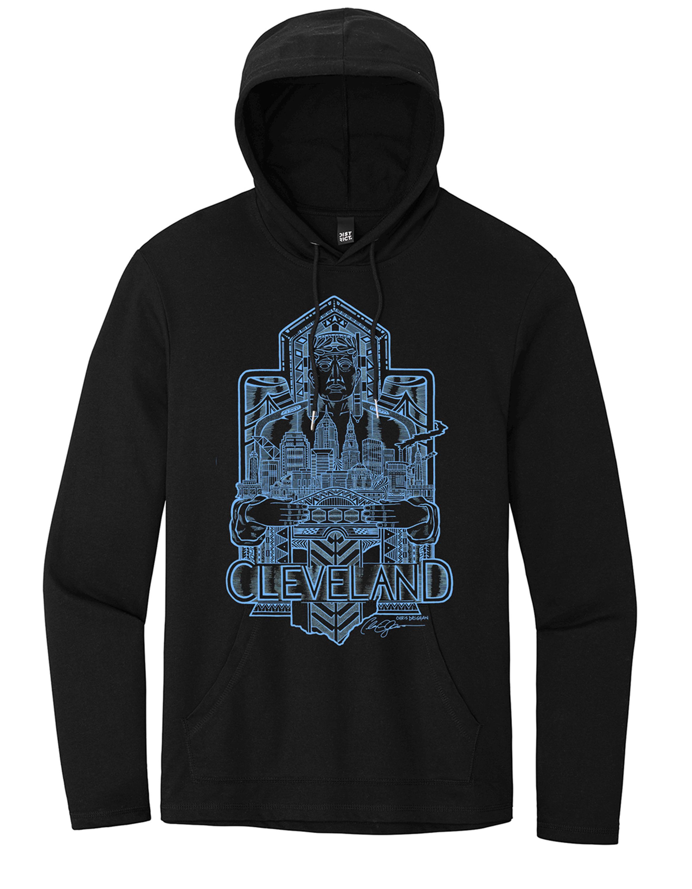 Black Cleveland Guardian Light Weight Hooded T