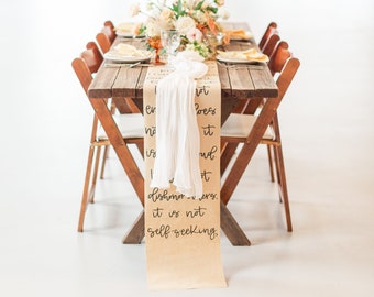 Custom Hand Written Table Runner Wedding Kraft Paper Table Runner