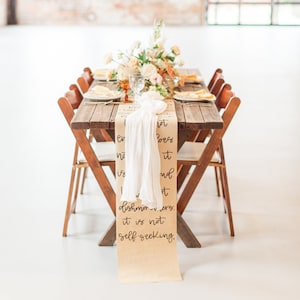 Custom Hand Written Table Runner Wedding Kraft Paper Table Runner Personalized Tablescape Decorating Wedding Cake Table Decorating image 1