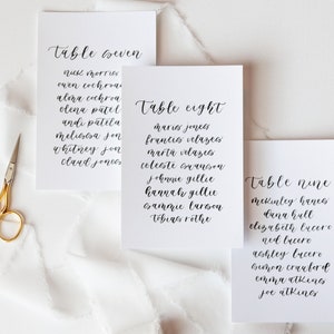 Seating Chart Cards | Table Assignment Chart | Wedding Calligraphy | Seat Assignments | Metallic Gold Calligraphy | Seating Chart Display
