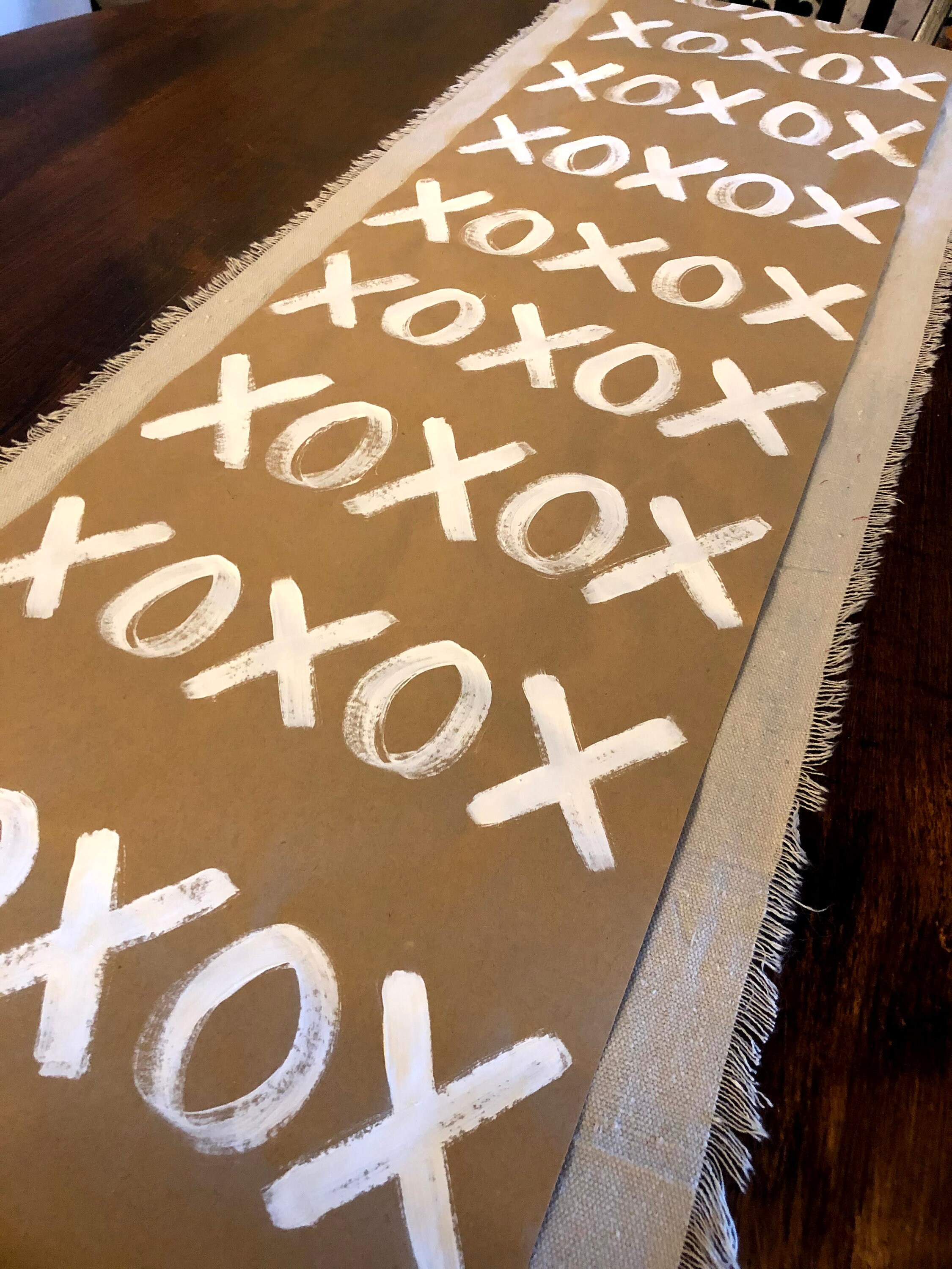 XOXO Hand Painted Table Runner Valentine's Kraft Table Etsy