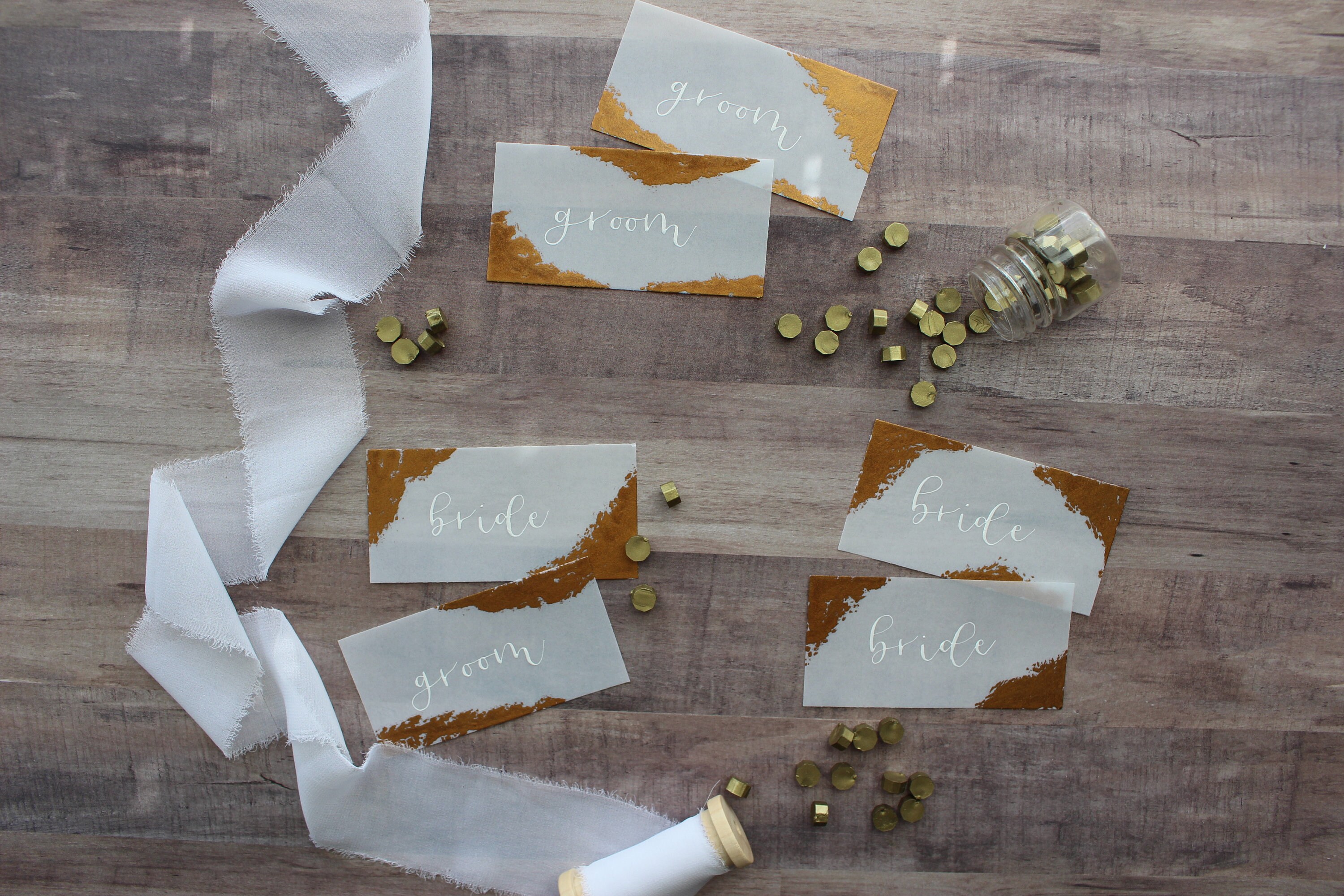 Vellum Name Cards Metallic Gold Place Cards Wedding Etsy