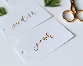 Handwritten Place Cards | Gift Tag Name Cards | Wedding Calligraphy Escort Cards | Name Card w/ Hole Punch | Luxury Holiday/Birthday Gifting