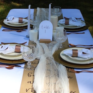 Custom Hand Written Table Runner Wedding Kraft Paper Table Runner Personalized Tablescape Decorating Wedding Cake Table Decorating image 4