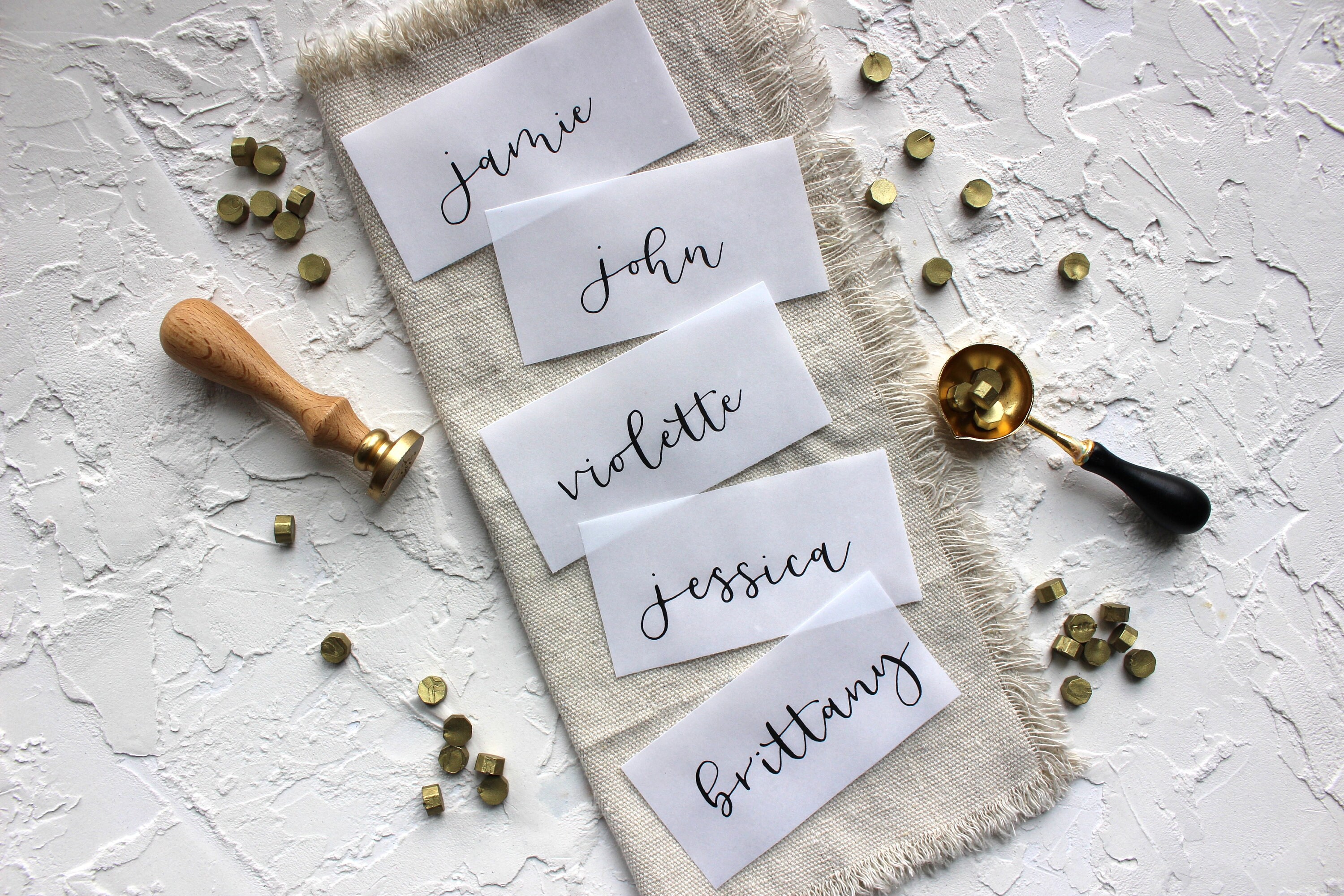 Vellum Name Cards Lay Flat Calligraphy Escort Cards Place Etsy