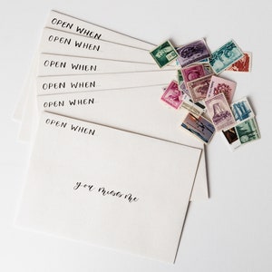 Aangepaste open wanneer enveloppen, cadeau-idee lange afstand, adviesenveloppen, open wanneer college, aanmoedigingsbriefje, college gebonden, open wanneer kaarten