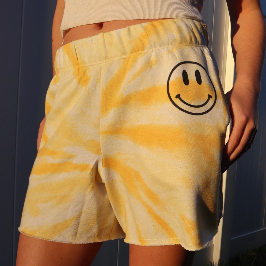 Cozy Tie Dye Smiley Face Shorts Etsy