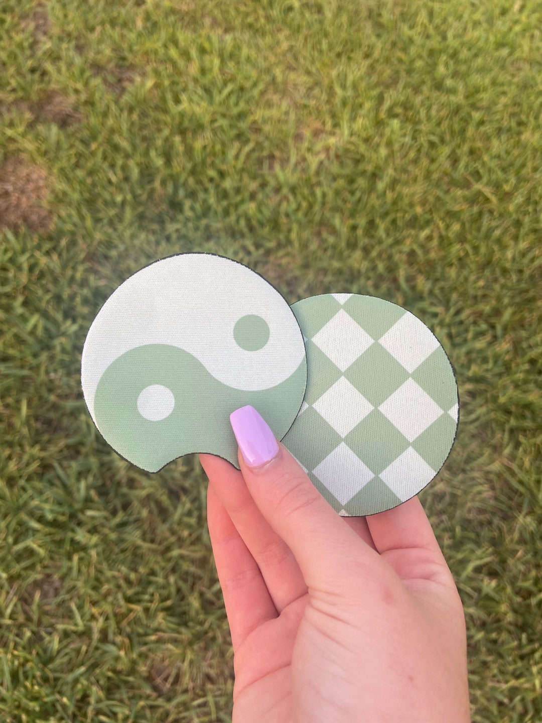 Set of 2 Aesthetic Car Coasters Handmade Car Coasters Etsy