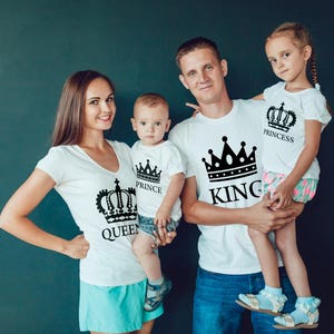 King Queen Prince Princess The Royal Family Matching T-Shirts Cute Family Christmas Gift Tee Shirts